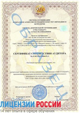 Образец сертификата соответствия аудитора №ST.RU.EXP.00006191-3 Нягань Сертификат ISO 50001